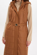 Hooded Vest with Pocket Details, Hazelnut Color 0087