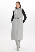 Hooded Grey Vest with Pocket Details 0087
