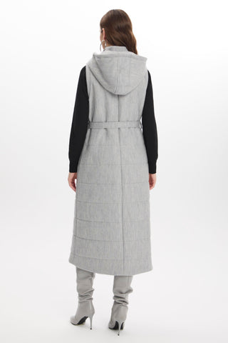 Hooded Grey Vest with Pocket Details 0087