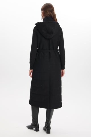 Hooded Black Vest with Pocket Details 0087