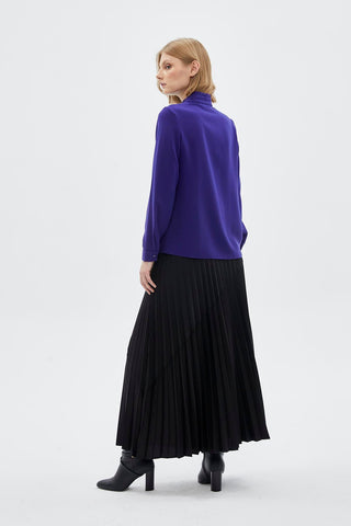 Bow Collar Long Sleeve Shirt Purple Blouse/Shirt 0088
