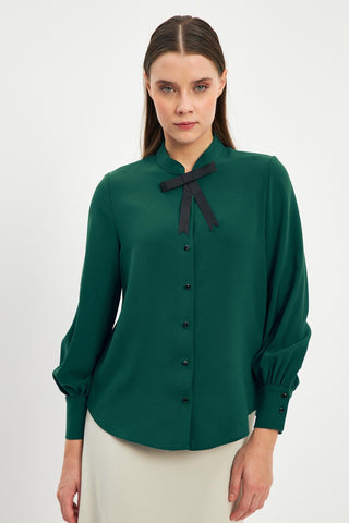 Fiyonk Detaylı Düğmeli Gömlek