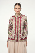 Ethnic Patterned Shirt Burgundy Blouse/Shirt 0099