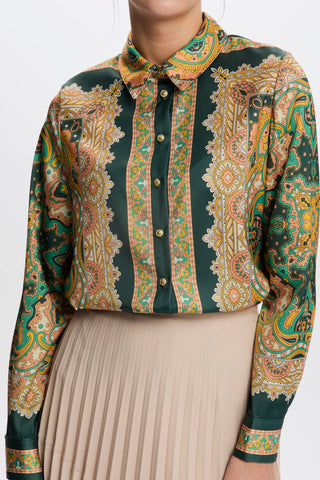 Ethnic Patterned Shirt Emerald Blouse/Shirt 0099