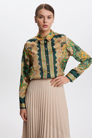 Ethnic Patterned Shirt Emerald Blouse/Shirt 0099