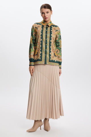 Ethnic Patterned Shirt Emerald Blouse/Shirt 0099