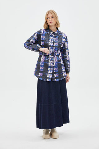 Baklava Desenli Kemer Detaylı