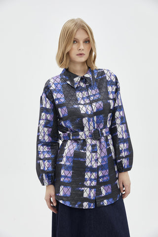 Baklava Desenli Kemer Detaylı