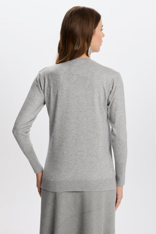 Bisiklet Yaka Triko Kazak Gri Bluz 0122