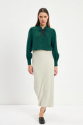 Slit-detailed Straight-Cut Long Stone Skirt 0164