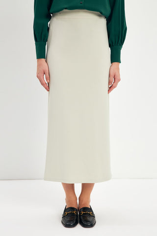 Slit-detailed Straight-Cut Long Stone Skirt 0164