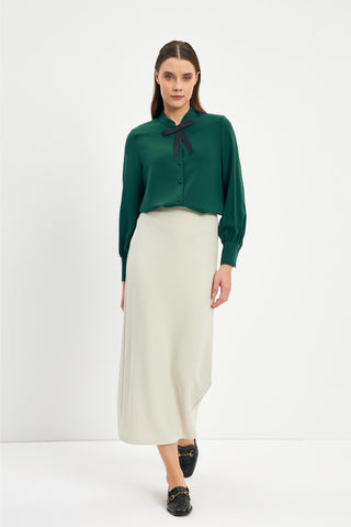 Slit-detailed Straight-Cut Long Stone Skirt 0164