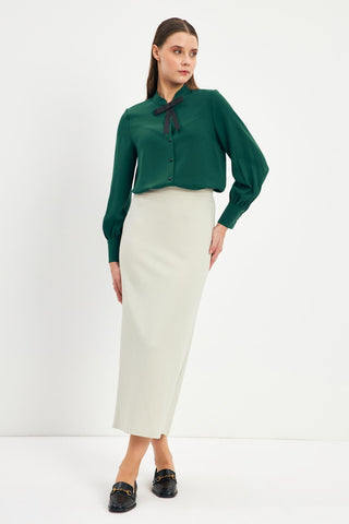 Slit-detailed Straight-Cut Long Stone Skirt 0164