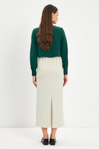Slit-detailed Straight-Cut Long Stone Skirt 0164