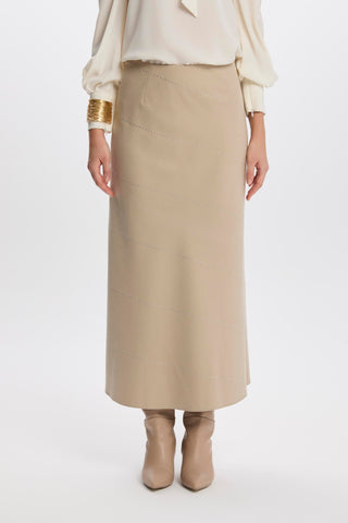 Beige Skirt with Stripe Detail 0165