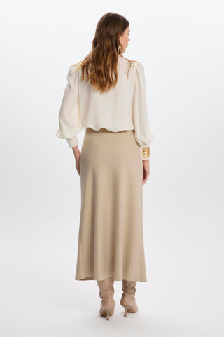 Beige Skirt with Stripe Detail 0165