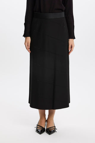 Striped Detail Black Skirt 0165