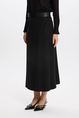 Striped Detail Black Skirt 0165