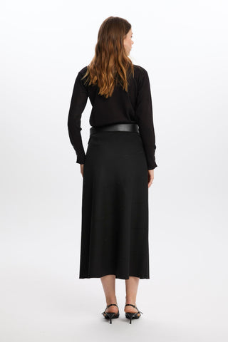 Striped Detail Black Skirt 0165