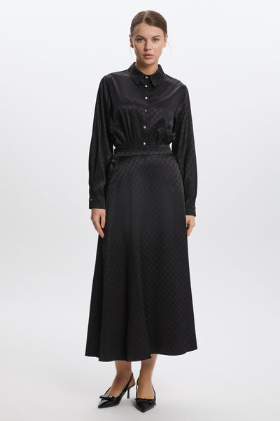 Monogram Desenli Etek Siyah Etek 0174