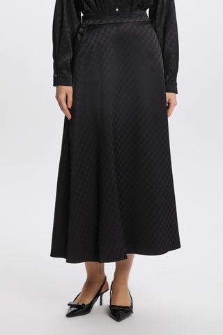 Monogram Patterned Skirt Black Skirt 0174