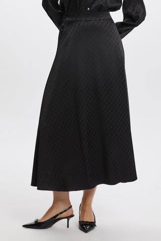 Monogram Patterned Skirt Black Skirt 0174