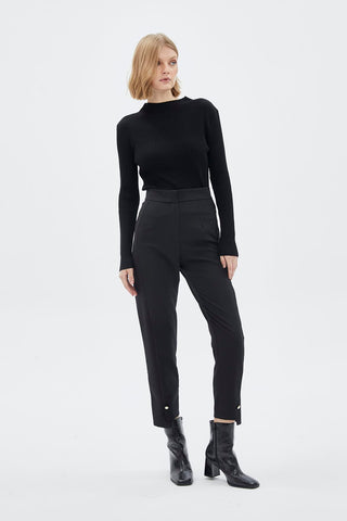 Accessory Detailed Black Trousers 0192