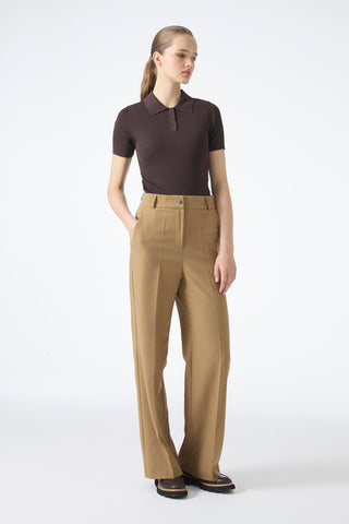 High Waist Comfortable Fabric Mink Trousers 0196