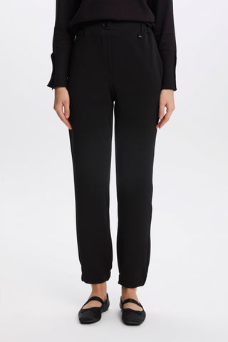 Fitilli Bel Lastikli Siyah Pantolon 0208