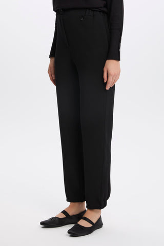 Fitilli Bel Lastikli Siyah Pantolon 0208