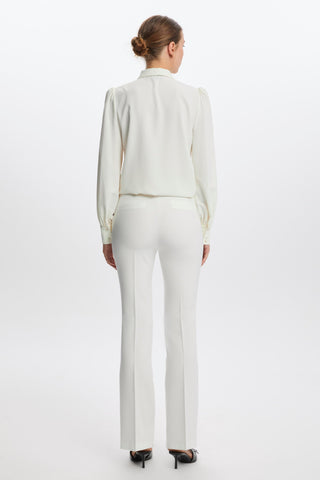 Wide Leg Fabric Ecru Trousers 0213