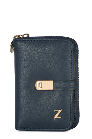 Mini Navy Blue Wallet with Zipper 025