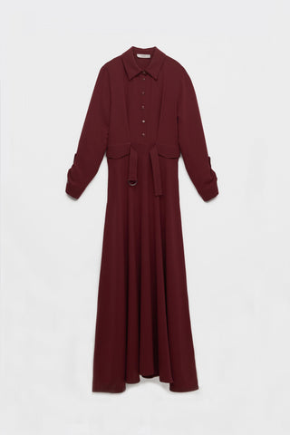 Düğme Detaylı Pileli Uzun