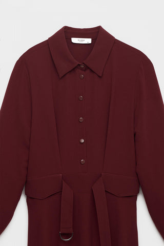 Düğme Detaylı Pileli Uzun