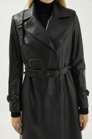 Kruvaze Yaka Kol Detaylı Deri