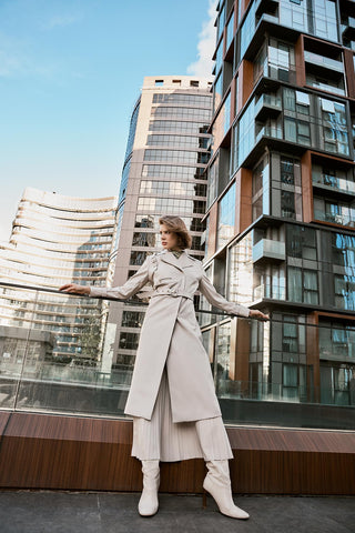 Kruvaze Yaka Kol Detaylı Deri