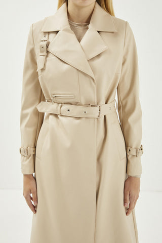 Kruvaze Yaka Kol Detaylı Deri