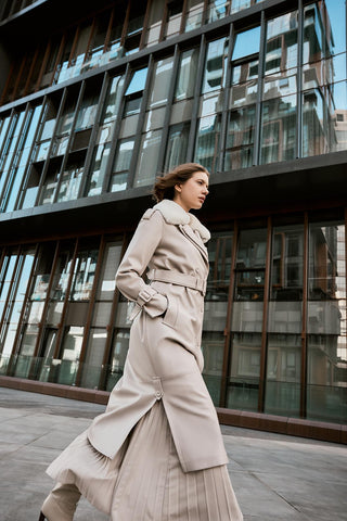 Kürk Yaka Fermuar Detaylı Deri