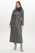 Grey Coat with Fur Collar and Pocket Details 13673