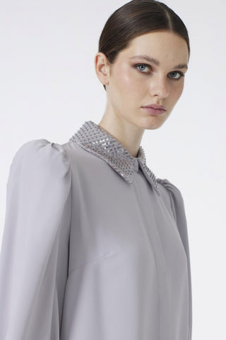 Taş Detaylı Balon Kol Gri Tunik 1452