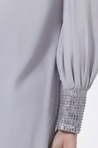 Taş Detaylı Balon Kol Gri Tunik 1452