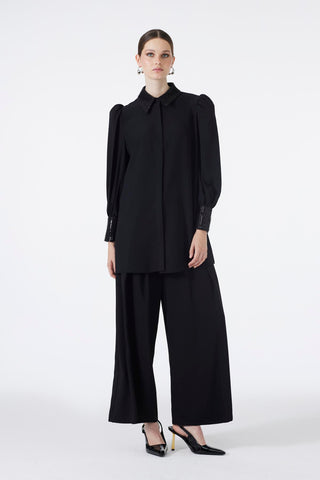 Taş Detaylı Balon Kol Siyah Tunik 1452