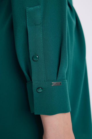 Emerald Green Tunic with Brooch Detail and Waist Tie 1497