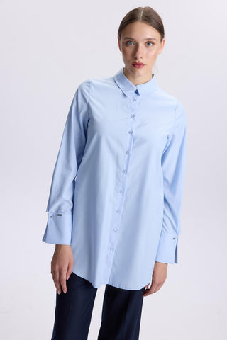 Kol Düğmeli Poplin Mavi Tunik 1506