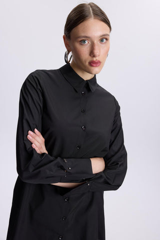 Kol Düğmeli Poplin Siyah Tunik 1506