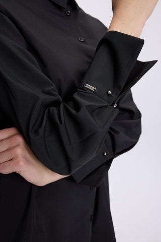 Kol Düğmeli Poplin Siyah Tunik 1506