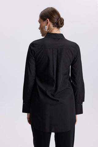 Kol Düğmeli Poplin Siyah Tunik 1506