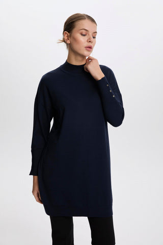 Yarım Balıkçı Yaka Triko Tunik Lacivert Tunik 1523