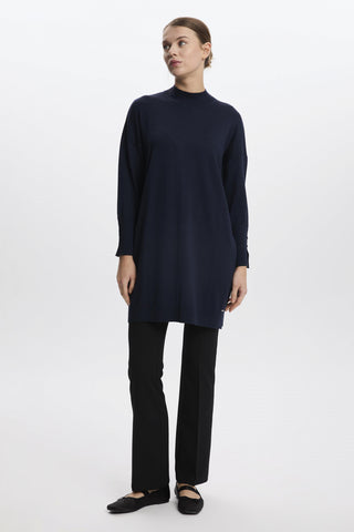 Yarım Balıkçı Yaka Triko Tunik Lacivert Tunik 1523