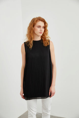 Bisiklet Yaka Kolsuz Pileli Içlik